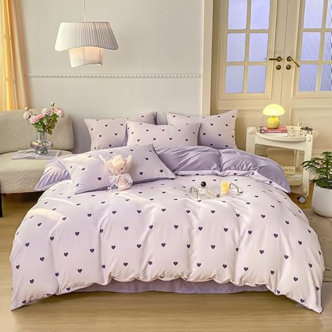 Freyamy Housse de Couette Amour Violet Cover