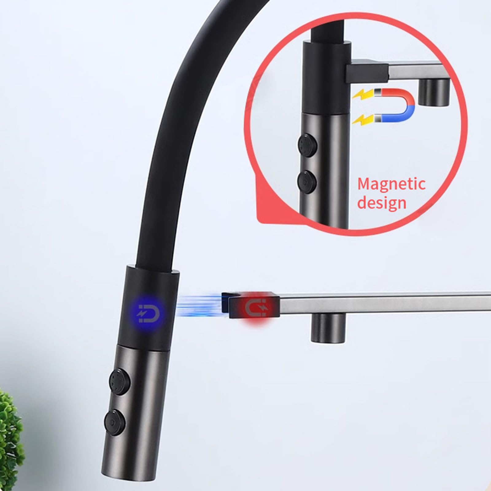 XJTNLB Grifo Cocina Flexible con Osmosis Negro Grifo de Cocina Osmosis 3 Vias Extraible con 2 Salidas Mezclador de Fregadero
