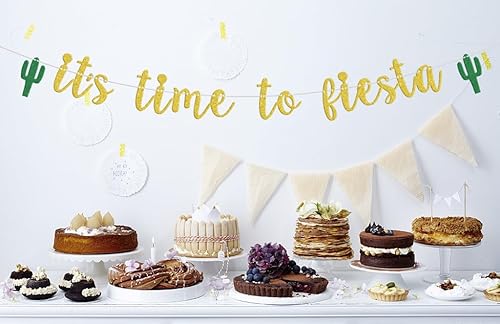 Miniatura 6 de Cartel con texto en inglés "It's Time to Fiesta", decoración de fiesta mexicana, decoración de fiesta de cactus, despedida de soltera, suministros