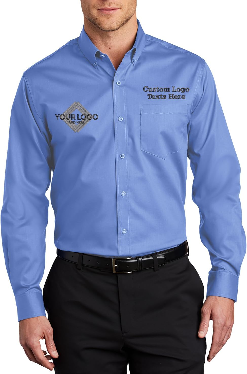 INK STITCH Men S663 Custom Embroidery Add Logo Texts SuperPro Twill Dress Shirts