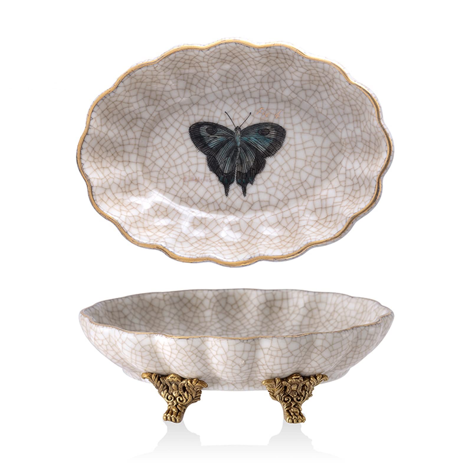Ciotola Portafrutta In Ceramica Con Piedistallo – 28 Cm – Elegante E Pratica – Verde E Base Oro – Per Tavola, Dessert, Pane O Regalo - 4