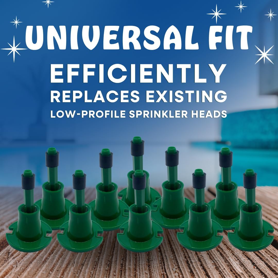 Poolzilla (10 Pack) Plastic Pop-Up Flush Head Sprinkler with Brass Full Pattern Spray Nozzle - Compatible with Flush Heads from Orbit, and Other Major Brands - 1-½’’ Inch Pop-Up Height