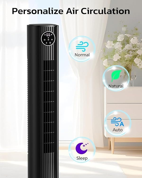 COWSAR Tower Fan for Bedroom, Tower Fans that Blow Cold Air for Home, Black by COWSAR - Used condition - Image 4