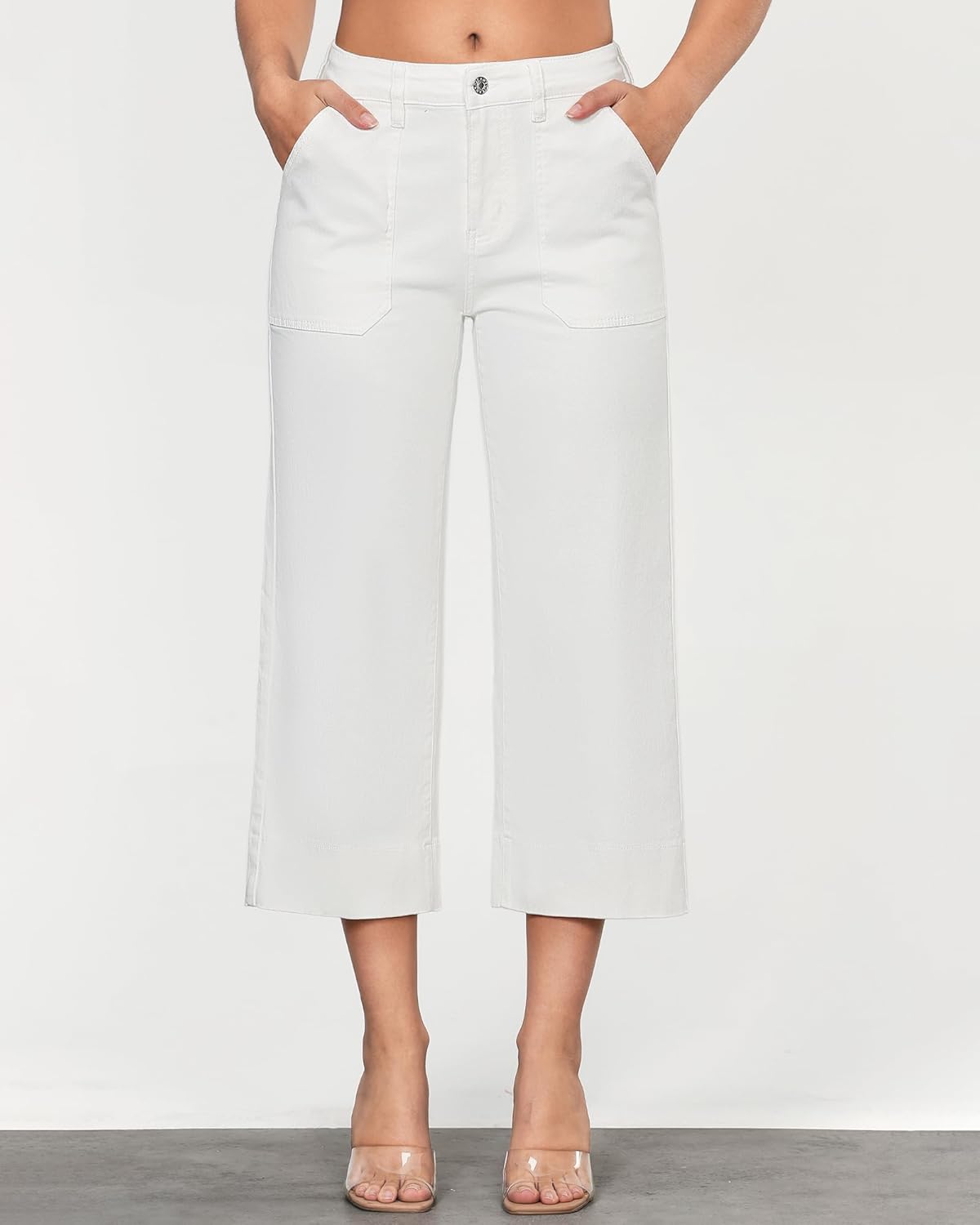 Utyful Capri Jeans for Women Wide Leg Trendy High Waisted Loose Straight Leg Casual Summer Stretchy Denim Capris Pants - Image 7