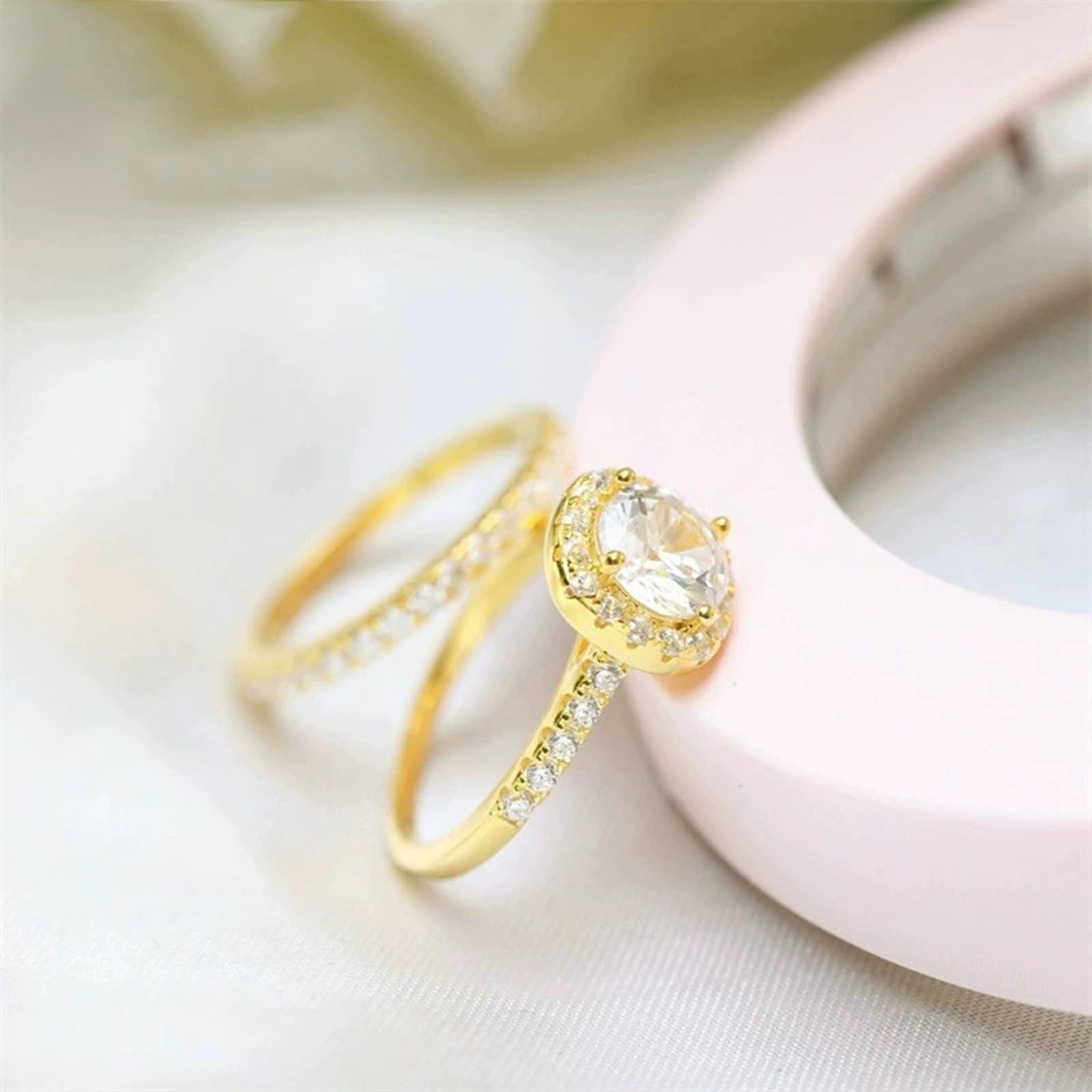 Anillo de plata de ley 925 para mujer, anillos góticos punk, apilables, 4 puntas con circonita de 7 mm