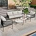 Produktbild Laxnb Gartenmöbel Set Balkonmöbel Garten Lounge Möbel Outdoor, 5 Sitzer Sitzgarnitur mit 2 Couchtisch, Gartenlounge Terrassemöbel, 3erSofa, 2 Sessel & 2 Tische, Glasplatte, Handgeflochtenes Seil, Grau