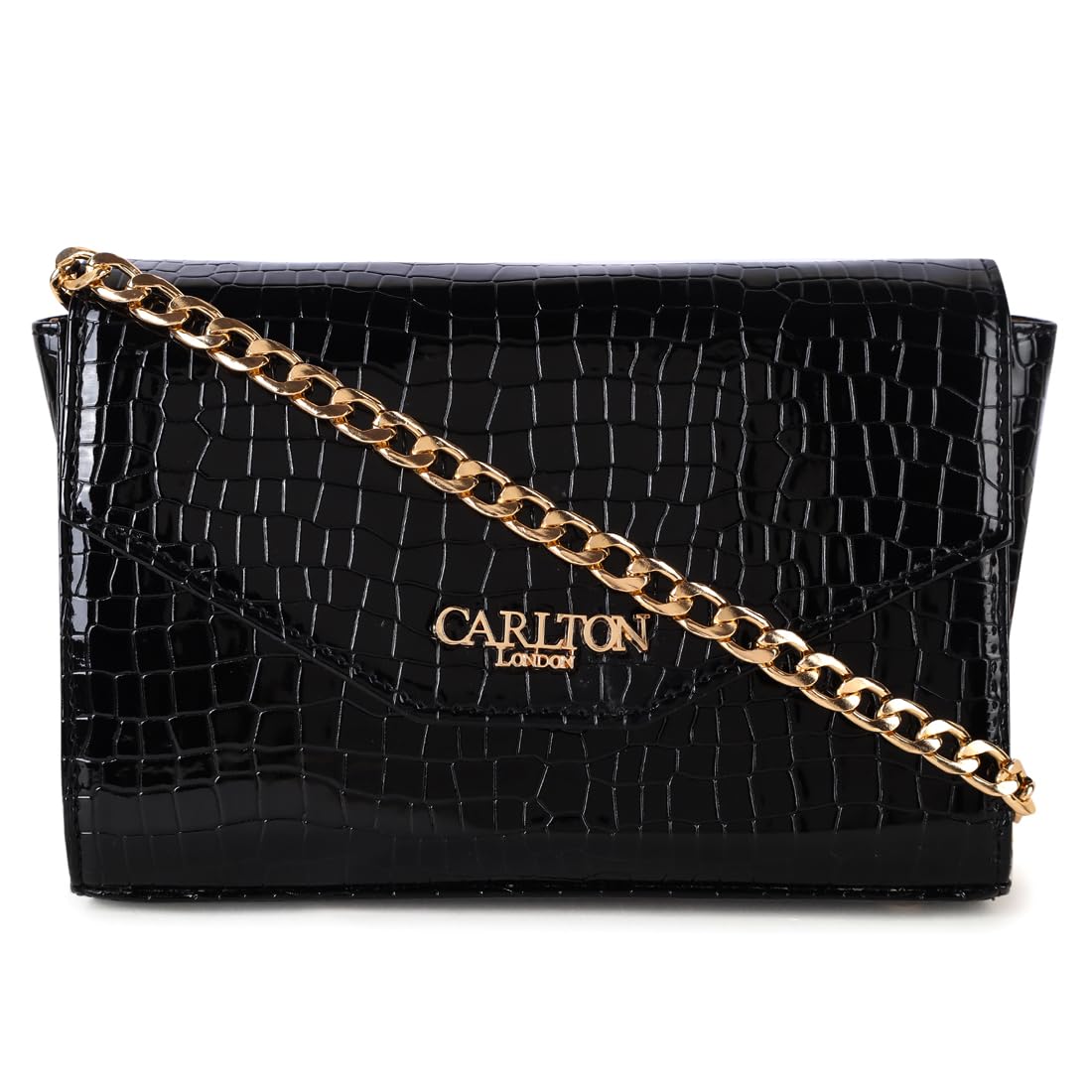 Carlton Londoncarlton London Glossy Black Crocodile Patterned