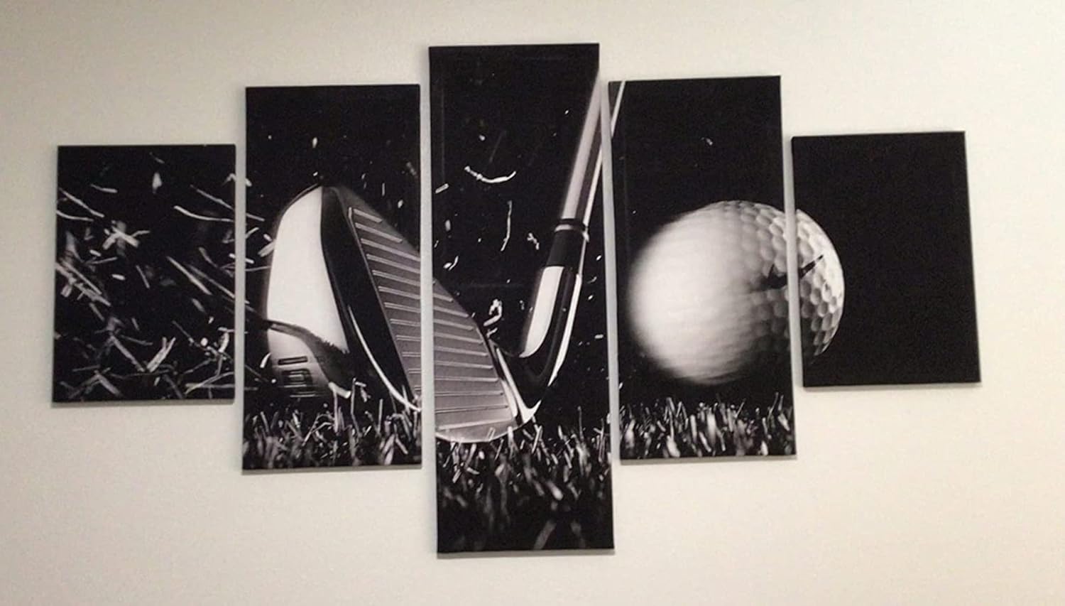 Golf Pctures Wall Decor Black and White Paintings Golf Course Wall Art for Living Room Golfing Sports Artwork 5 Piece Prints on Canvas House Modern Decor Giclee Framed Ready to Hang(60''Wx 32''H) - Image 5