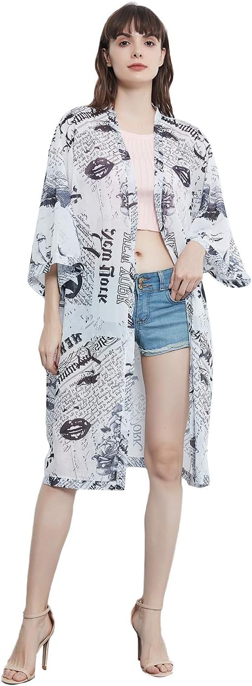 Camisas Marilyn Monroe de Anna-Kaci para mujer, kimonos largos y