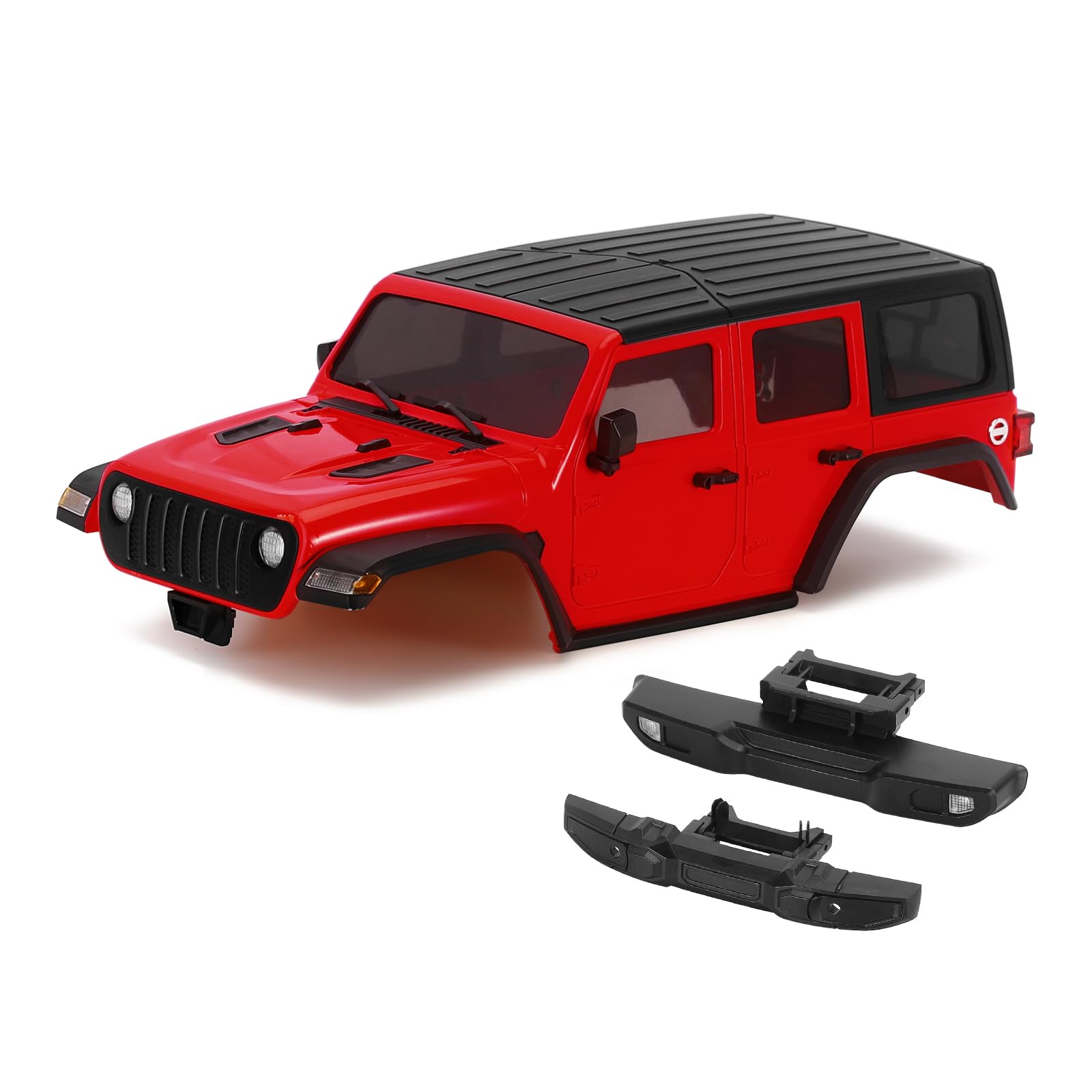 INJORA 133g 6.10in Wheelbase Shell - ABS Hardtop Body Kit with Front Rear Bumpers for TRX4M Bronco Defender 1/18 RC Crawler Chassis (Red)