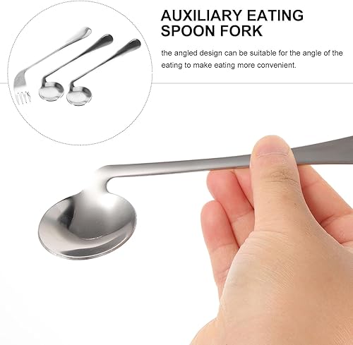 Miniatura 7 de 1 juego de cubiertos para mano derecha, utensilios curvados adaptativos para tenedores y cucharas curvos para ancianos y discapacitados, vajilla de