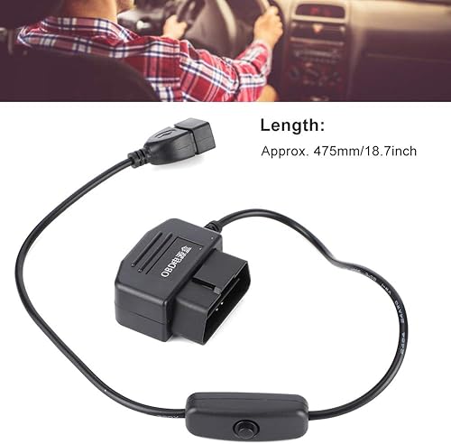 Miniatura 4 de Ejoyous Cable de alimentación OBD2, cable de alimentación USB Cable de carga 16Pin OBD2 Conector universal para coche GPS DVR Cámara