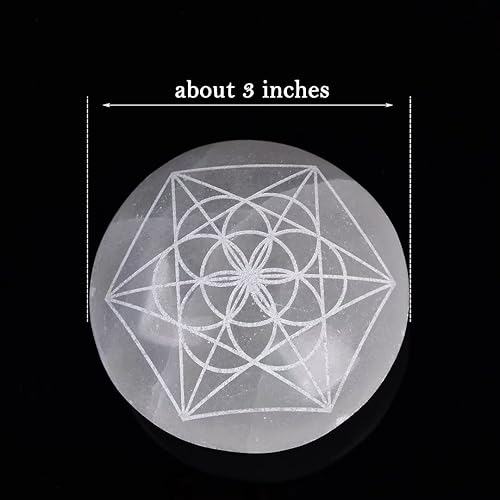 Miniatura 3 de Piedra de palma de cristal de selenita grabada con matriz de cristal de selenita para masaje de meditación curativa