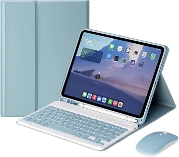Keyboard Case with Mouse for iPad Air 13 inch M4/M3/M2/Pro 12.9 6th/5th/4th/3rd Gen, Candy Detachable Magnetic Wireless Keyboard Cover with Pencil Holder Blue
