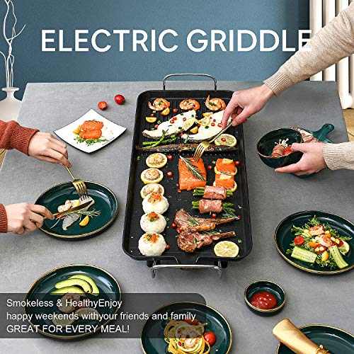 Everyday Nonstick,Electric Griddle,Grill,Suitable for Pancakes,Burgers,Eggs,Healthy-Eco,Non-stick Coating,Hassle-Free Clean Up,25in,black