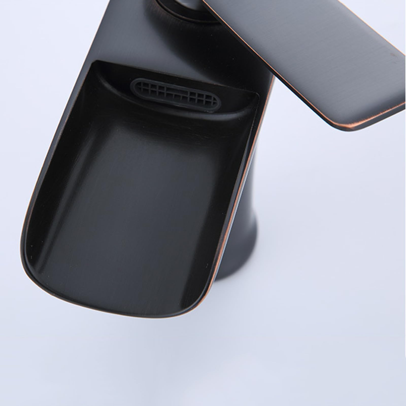 Mischbatterie Waschbecken Wasserfall Badarmatur Waschbecken Hoch Einhebelmischer Bad Waschbecken Wasserhahn Warm Und Kaltmischwasser Vollkupfer Einlochhahn,Retro Schwarz,hoch