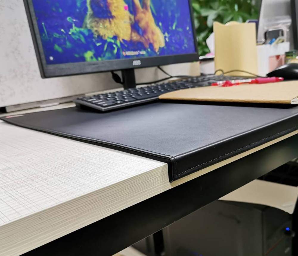 Schreibtischunterlage mit Kantenschutz sanft Luxus Leder,80x40cm Schwarz mit Kantenverriegelung Mausunterlage für Computertastatur, PC und Laptop