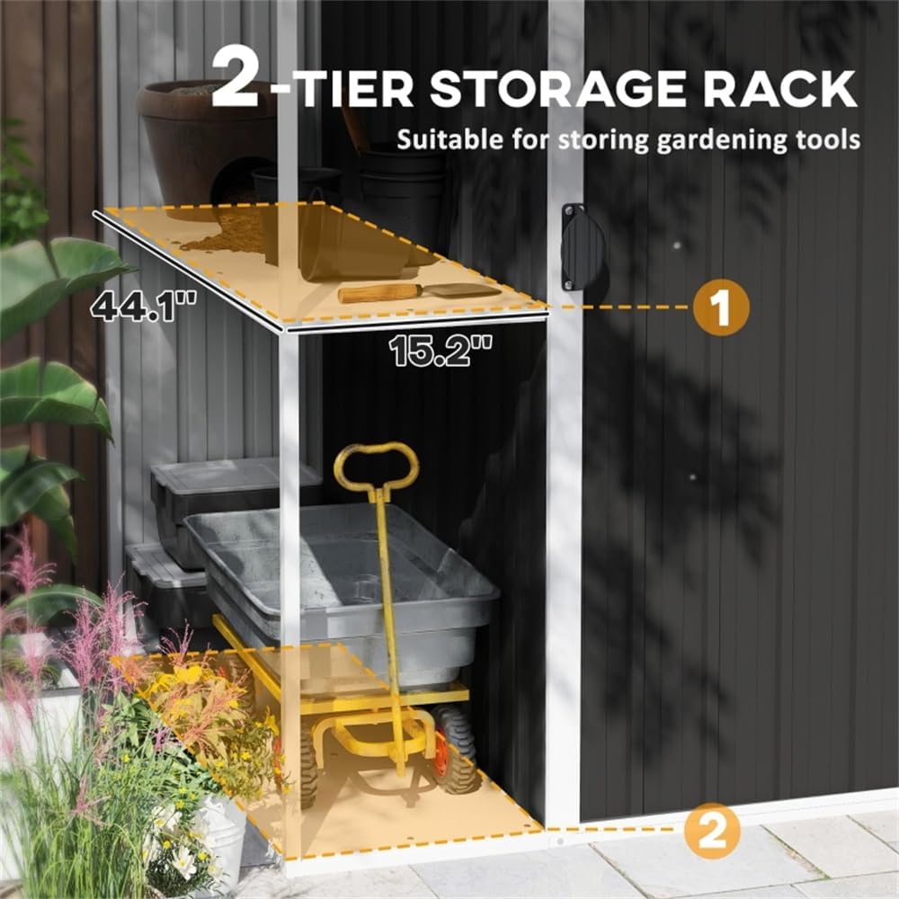 Heavy-Duty Galvanized Steel Garden Storage Shed with Lockable Door and Sloped UV-Resistant Roof for Outdoor Tool Organization