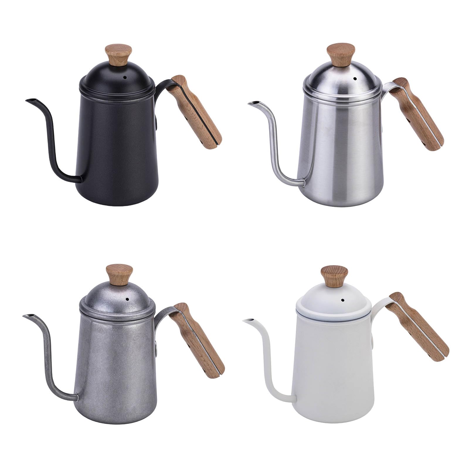 Teiere da caffè a collo di cigno in acciaio inox da versare sopra il bollitore a mano goccia acqua calda pentola a goccia con coperchio