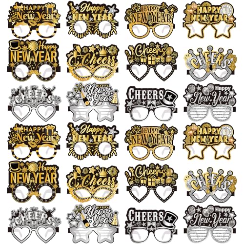 Suilung 24 Pack Happy New Year's Eve Glasses 2026 New Years Eve Eyeglasses Party Favors Supplies 2026 Year's Decorations(Novel)