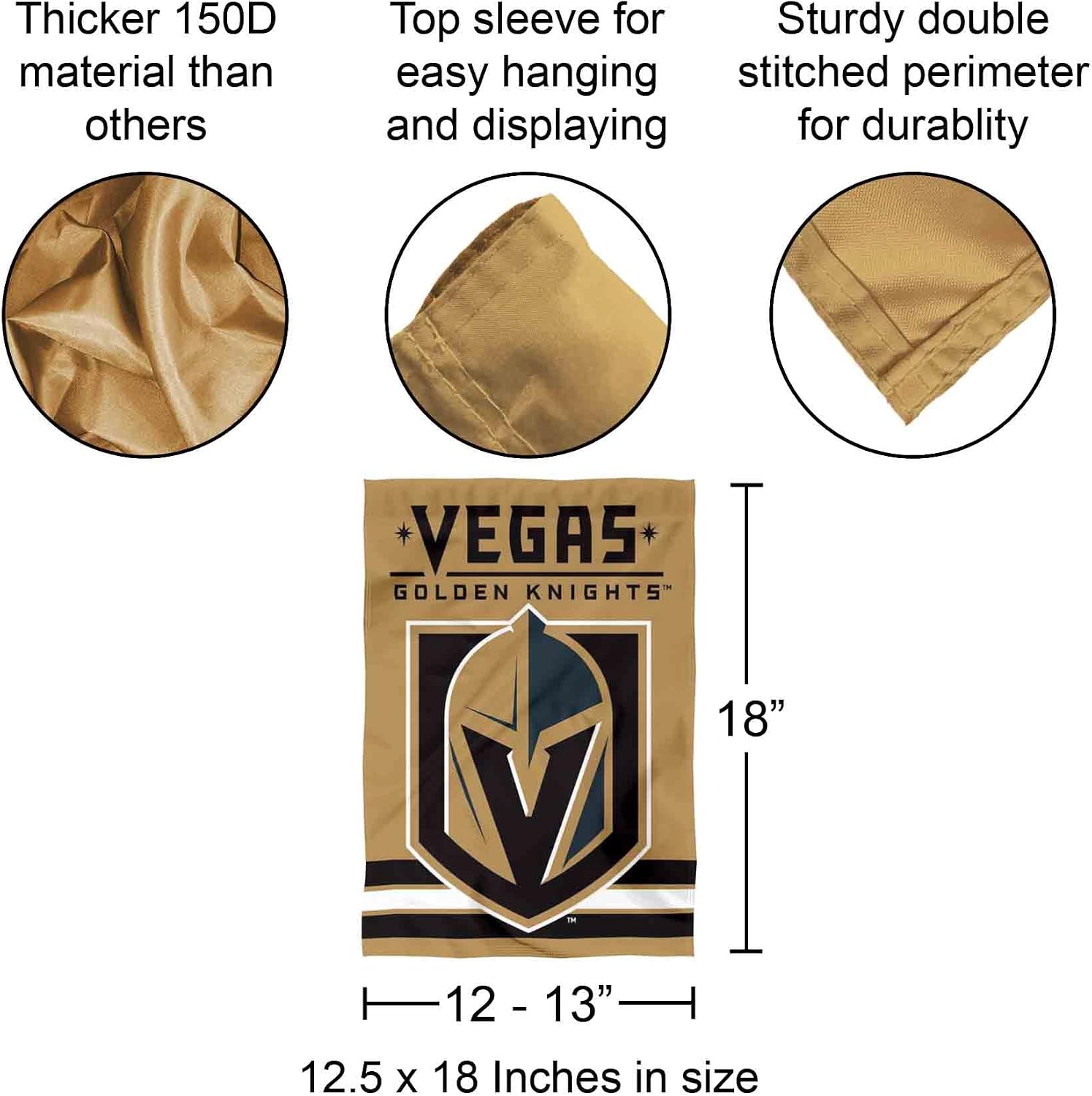 Vegas Golden Knights Gold Double Sided Garden Flag