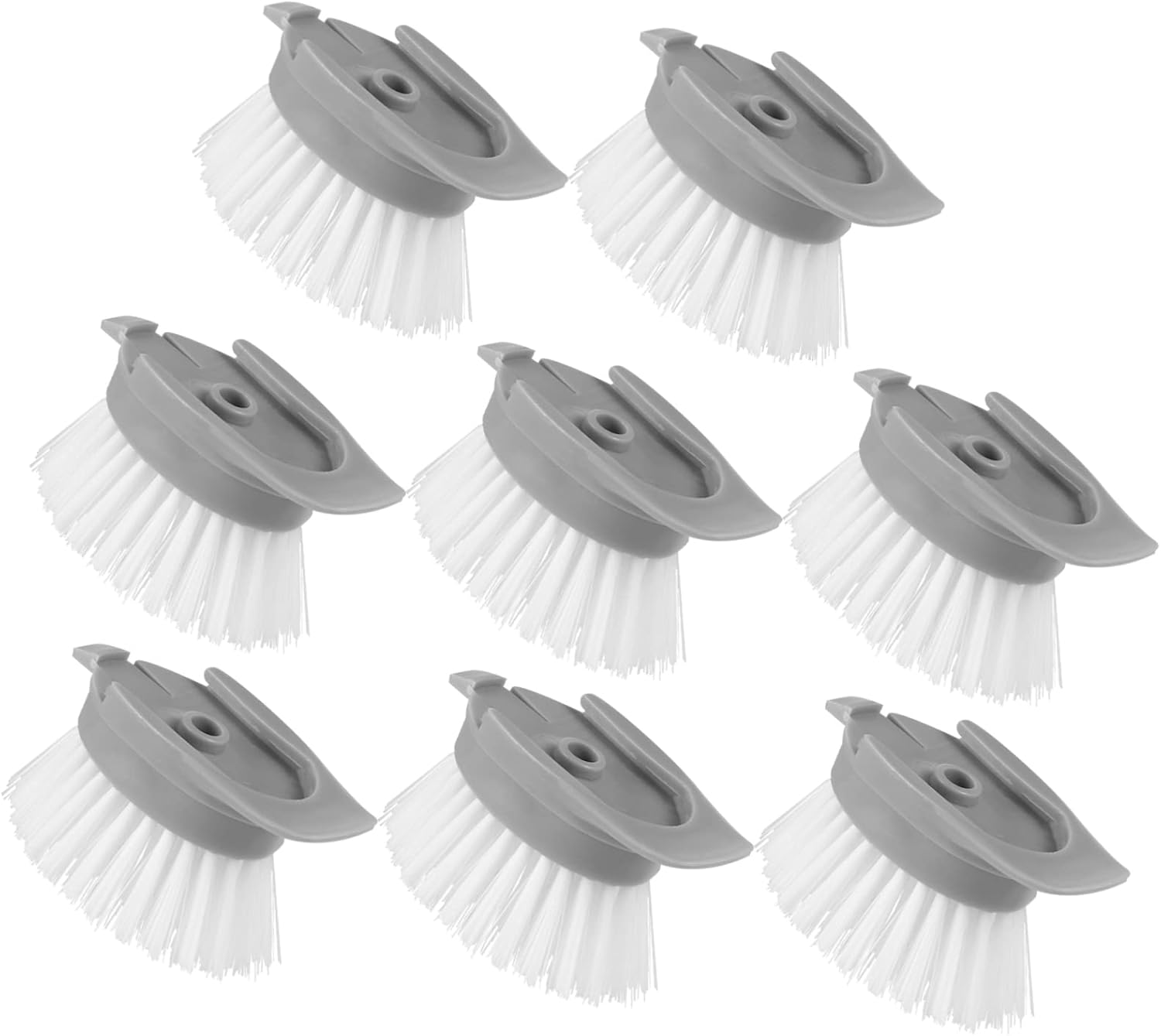 8pcs Removable Dish Brush Heads Set Kitchen Cleaning Tool with Area Bristles for Efficient Dish Washing and Pot Cleaning Gray Replacement Heads