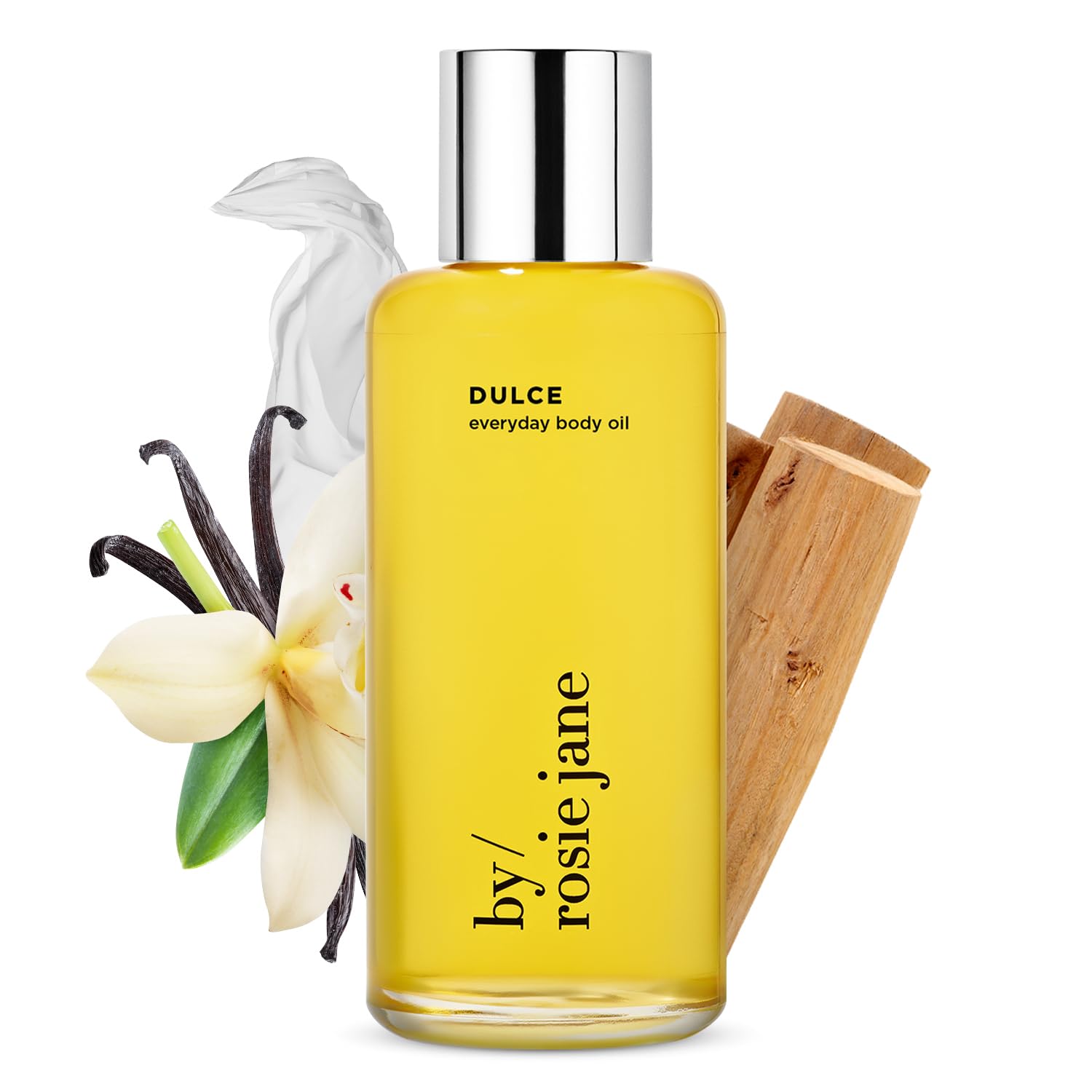 By Rosie Jane Everyday Body Oil (Dulce Fragrance) - Vanilla, Hinoki Wood & Nude Musk Scented Body Care with Sunflower, Olive & Rosehip Seed Oil to Hydrate and Nourish Dry Skin (5 fl oz)