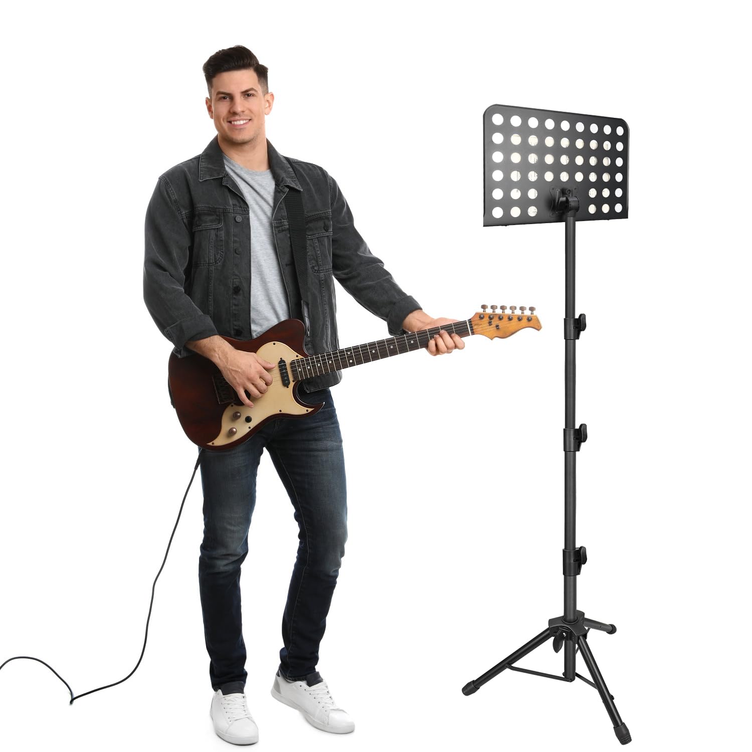 Leggio per spartiti da 177,8 cm, rialzato, regolabile, pieghevole, portatile, con borsa per il trasporto, per chitarra, ukulele, violino (versione superiore, confezione da 1)