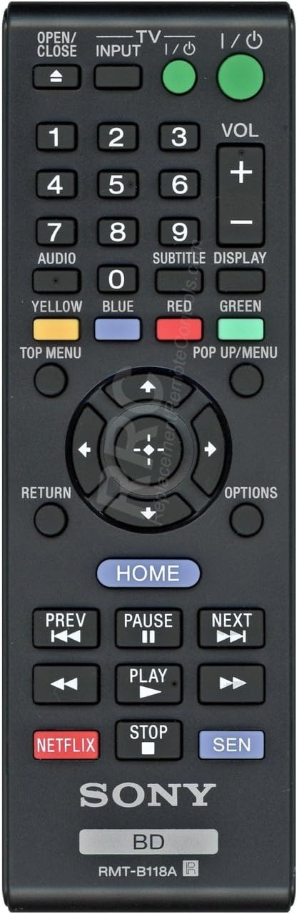Sony RMT-B118A DVD/Blu-ray Player Remote Control