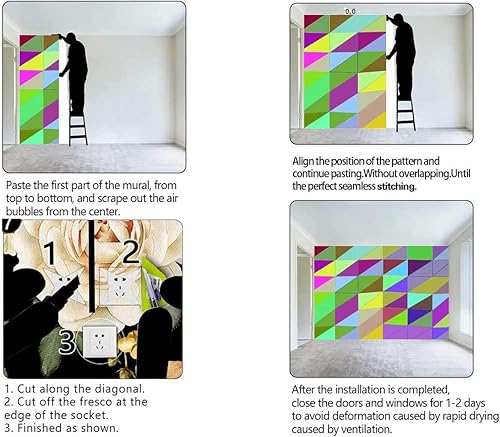 Miniatura 4 de Papel tapiz para Pared De Sala Elegante Colorido Walpaper Rainbow Gradient Celosía Papel de Gabinete Fácil de Quitar (Ancho) 59 pulgadas X (H) 48