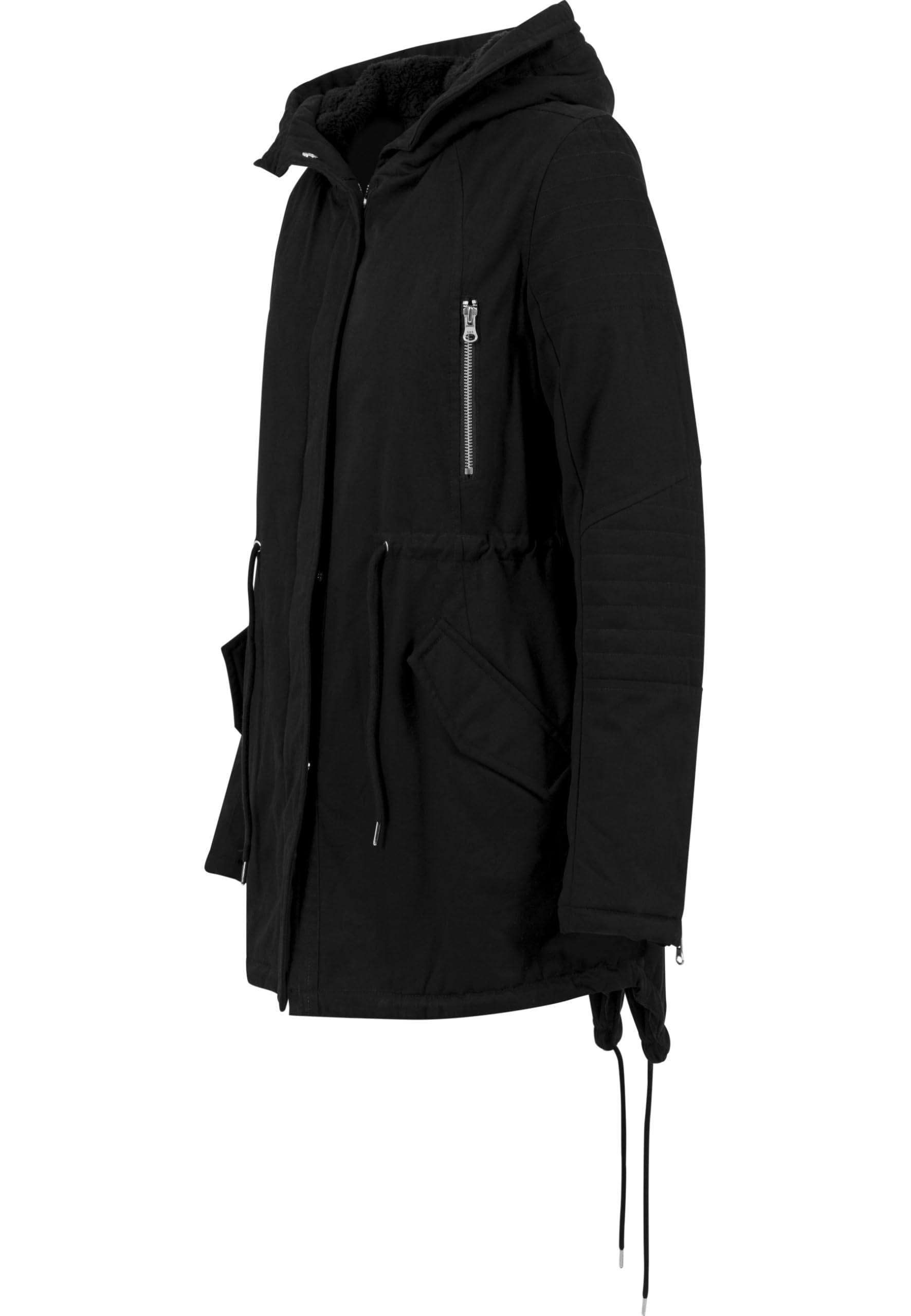 Urban Classics Parka Mujer Sherpa Forrada de Algodón Mujer Chaqueta de Invierno Negro