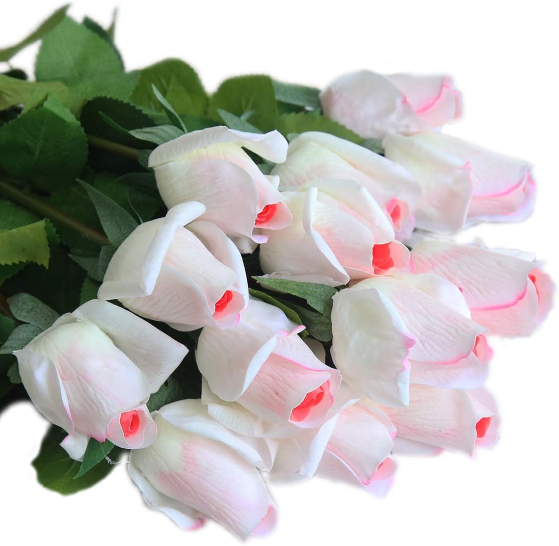 12pcs Real Look Artificial Rose Buds, 22 Inch Real Touch Silk Rosebud, Realistic Design Artificial Flower with Real Feel Petals,Silk Flower Bud for Wedding Home Décor,Champagne