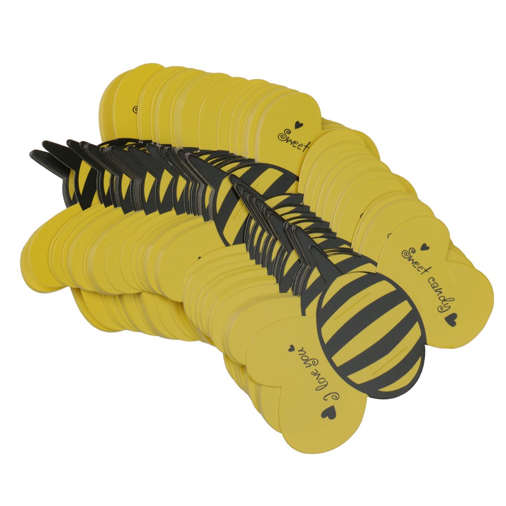 DovewillPack of 50 Insect Bees Ladybug Butterfly Lollipop Candy Paper Cards Decor Kids Gift - Honeybee