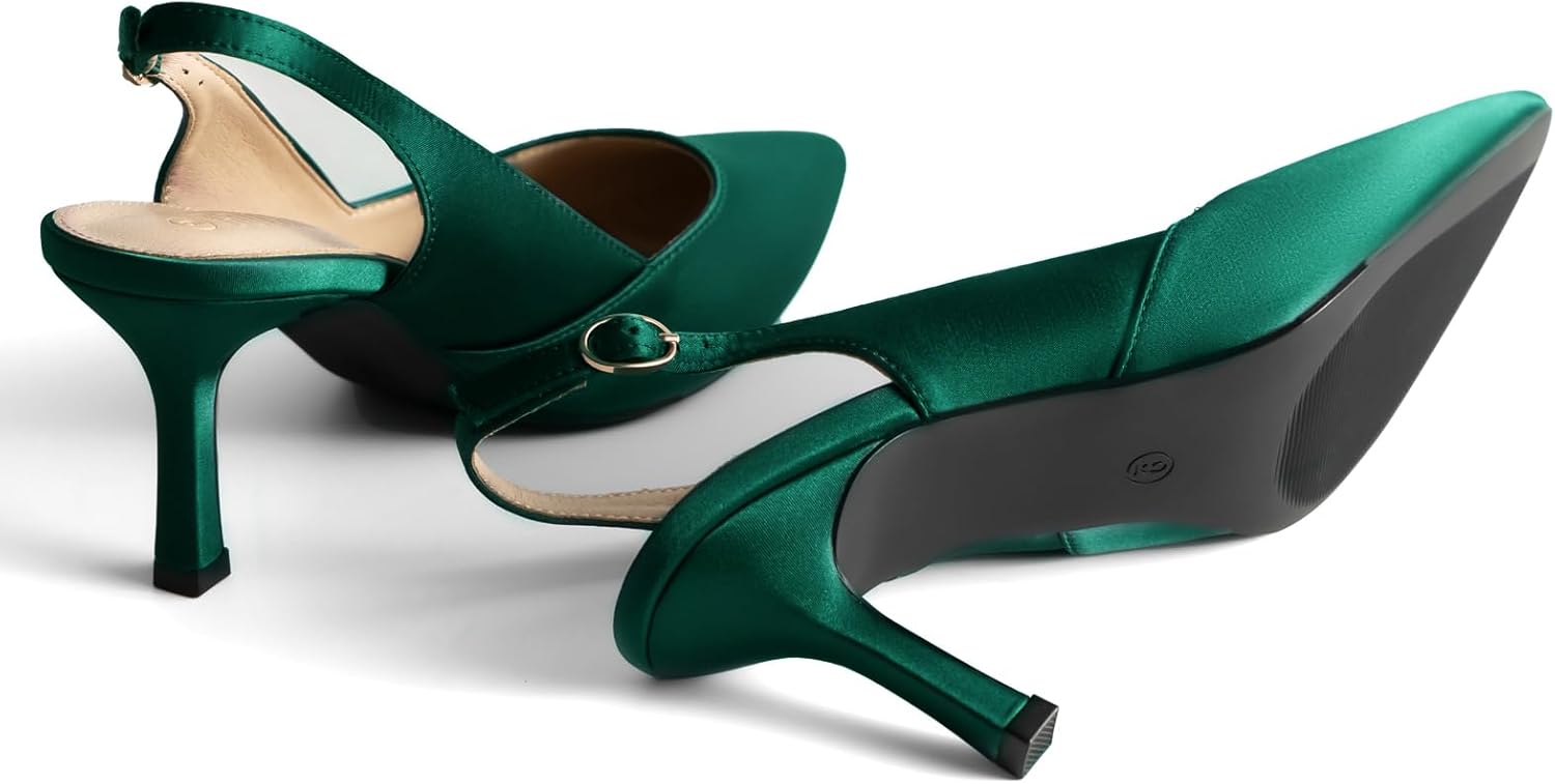 Women's Slingback Kitten Heels Closed Pointed Toe Pumps Wedding Party Dress Shoes