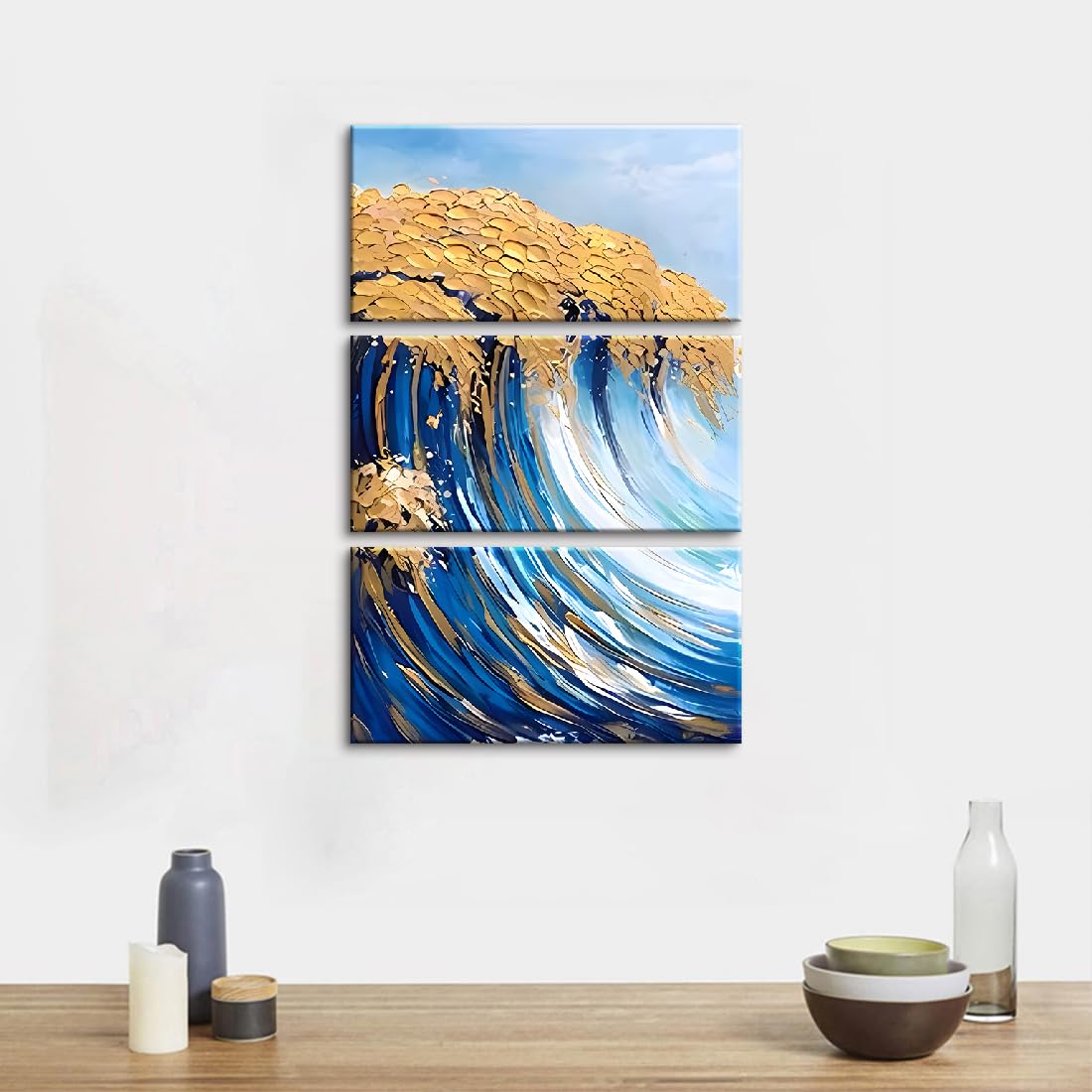 Amazon.co.jp: 3枚 油絵・絵画、フレーム付きキャンバスの油彩画 