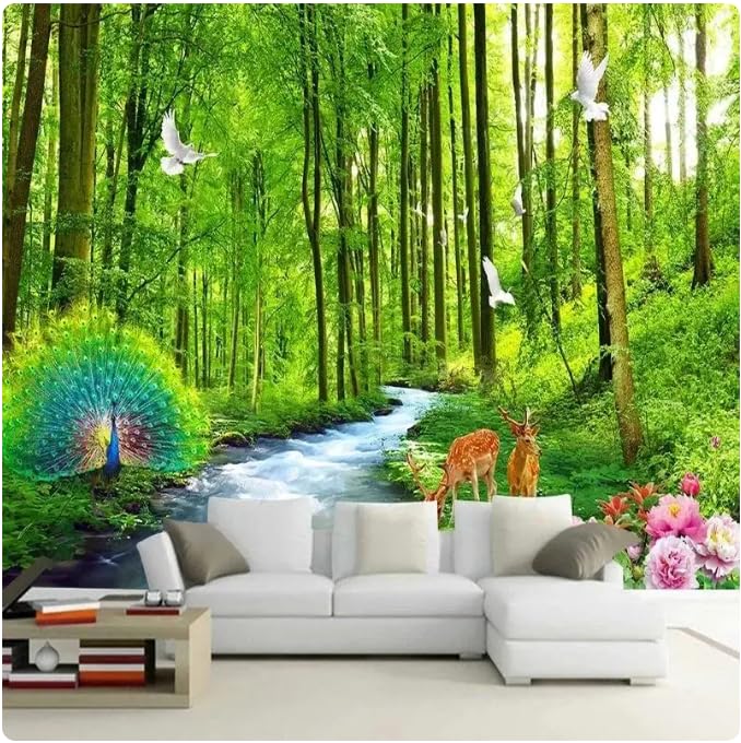 Papier peint mural 3D paysage arbre revêtement panoramique 400cm