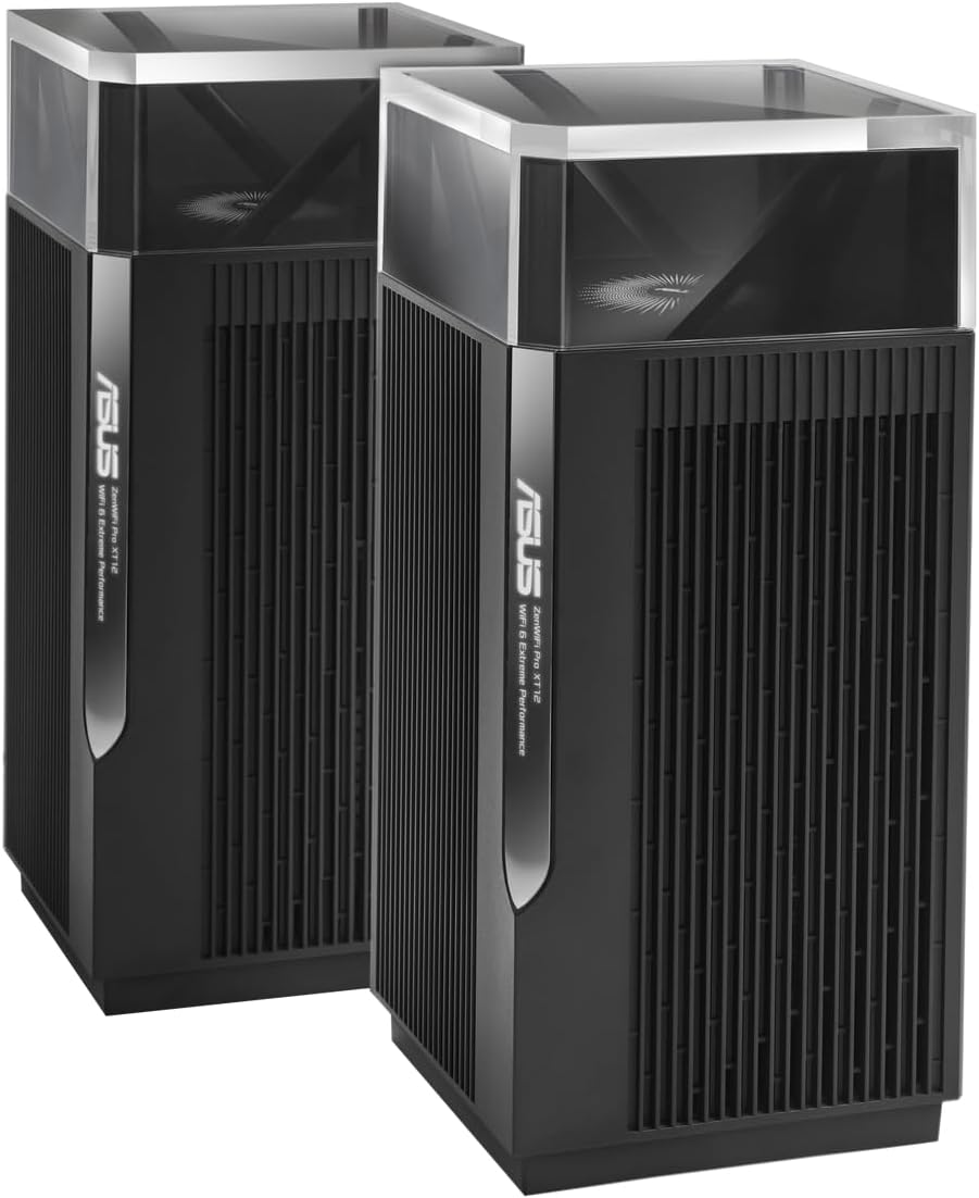 ASUS ZenWiFi Pro XT12 AX11000 (2 Pack) Tri-Band WiFi 6 Mesh, Covers Up to 6000 Sqr Feet, Supporting Lifetime Free Internet Security, Parental Control Functions, Dual 2.5G Ethernet Ports