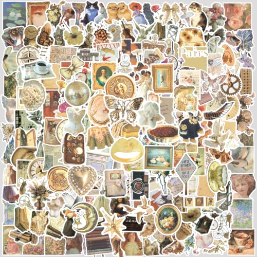 310 PCS Vintage Stickers Scrapbook Sticker Aesthetic Stickers for Adults Teens Girls Waterproof Retro Design Vinyl Decals for Water Bottles Scrapbooking Journaling Laptop Kindle Luggage