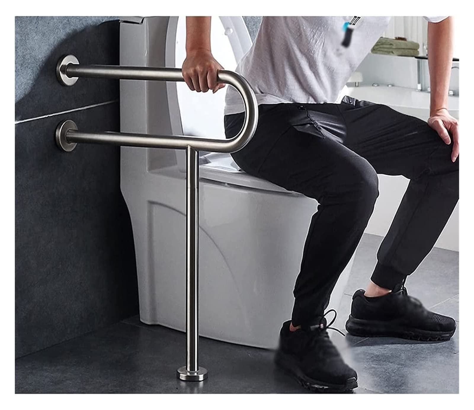 Wannengriff U-förmiger Boden-Sicherheitshandlauf for die Toilette, Edelstahl 304, Haltegriff vom Typ U, rutschfeste Haltegriffe, Stützschiene, gerader Handlauf