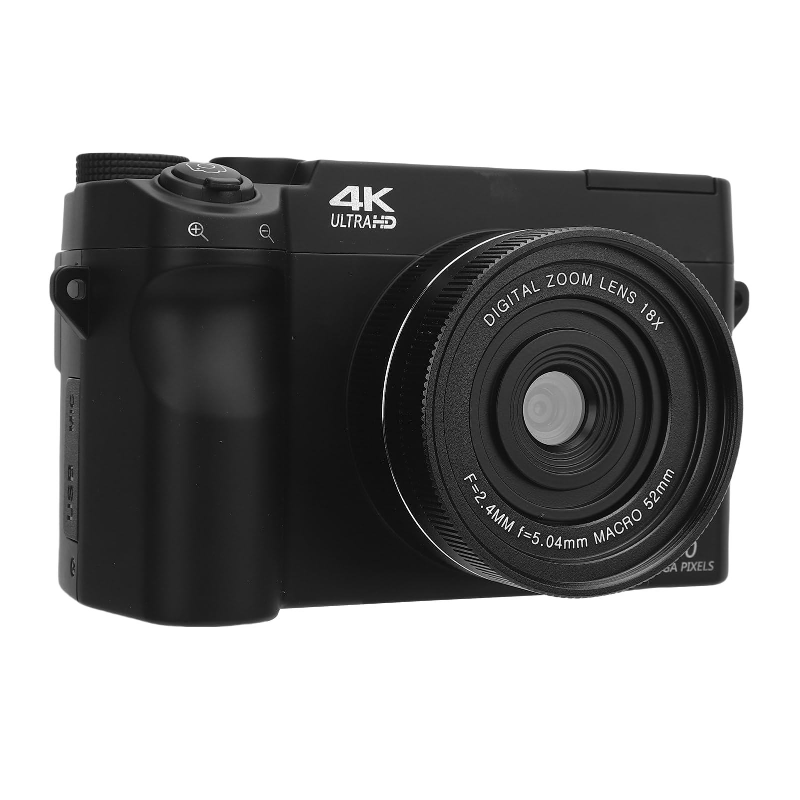 Fotocamera Digitale 4K, Videocamera per con Zoom Digitale 18X UHD da 75 MP, Fotocamera Anteriore e Posteriore, Schermo LCD da 3 Pollici, Fotocamera Punta e Scatta Wi-Fi con Flash (BLACK)