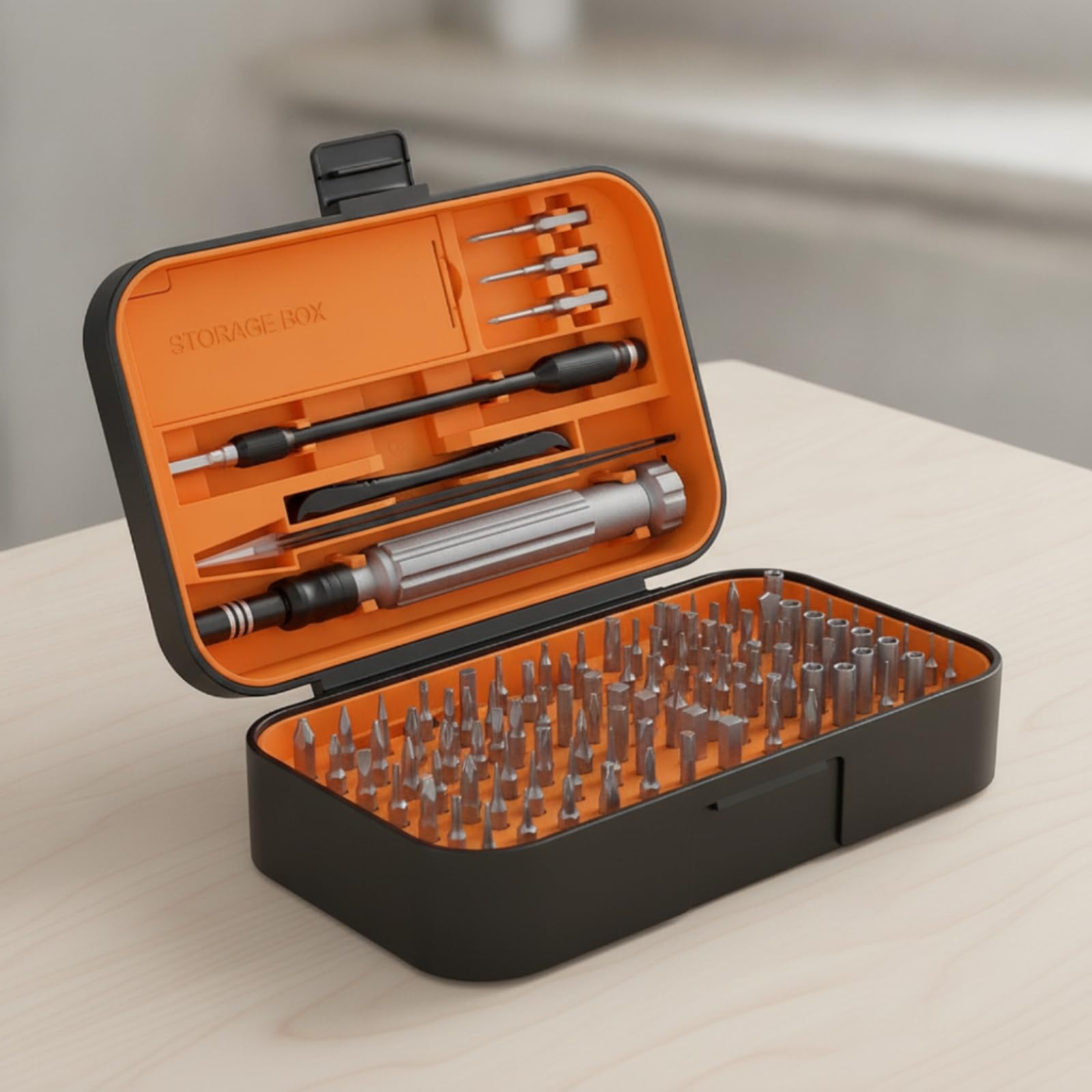 Präzisions-Schraubendreher-Set mit Box Kompakt Reparaturset mit Spudger Vielseitig Reparatursatz Kunststoffkoffer für Heimwerker, Schwarz