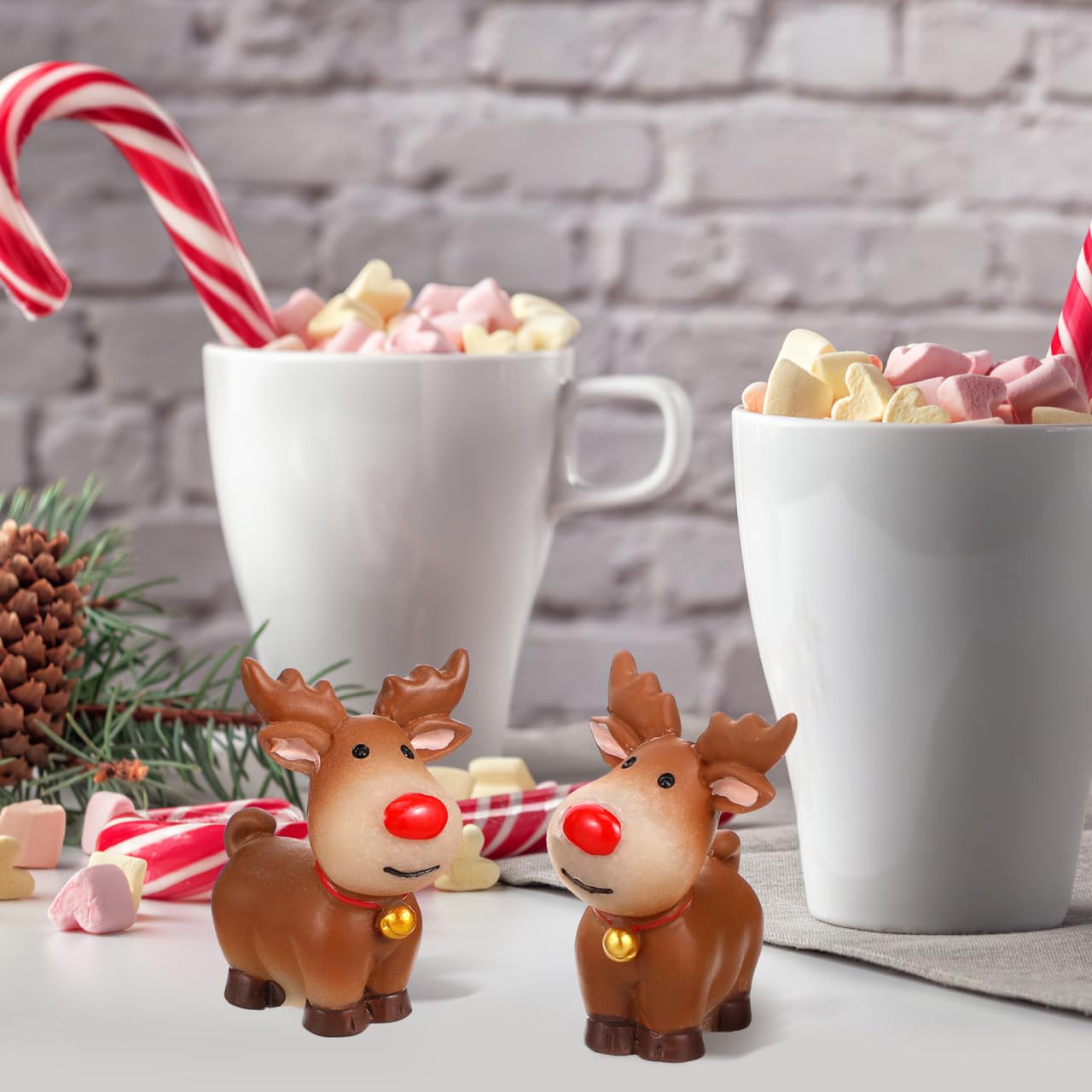 Homoyoyo 5 Stück Rentier-Figur Mini-Rentier-Statue Weihnachten Cartoon-Geweih Hirsch Elch Mini-Hirsch Dekorationen Cartoon-Bastel-Muster Figur Tier-Kuchenaufsatz Für Jungen Im Grils-Stil