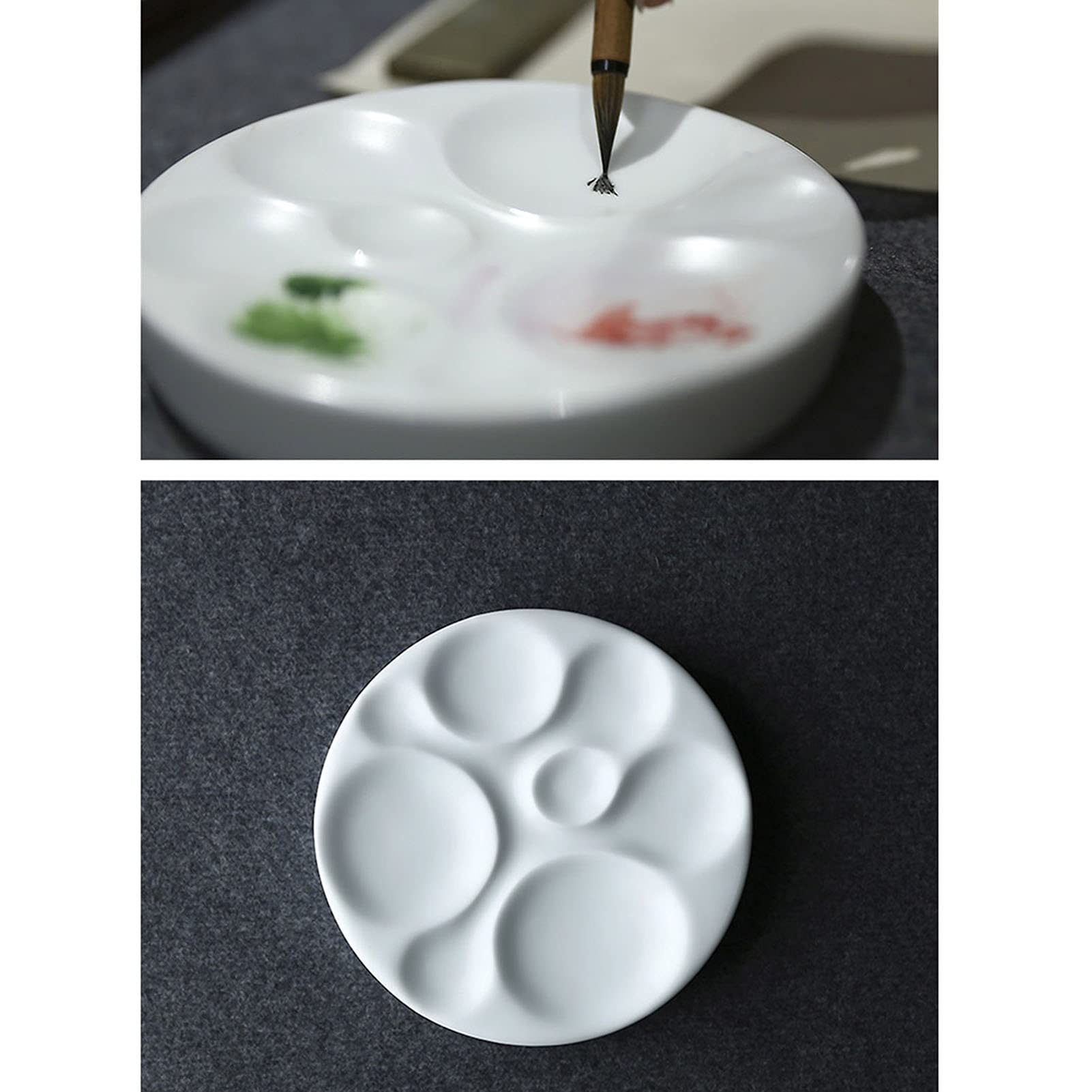 ApuaVireo&Co Paleta farb ceramicznych, paleta akwareli, paleta porcelany, okrągła paleta kolorów muszli do akwareli, gwaszu, oleju, tempery