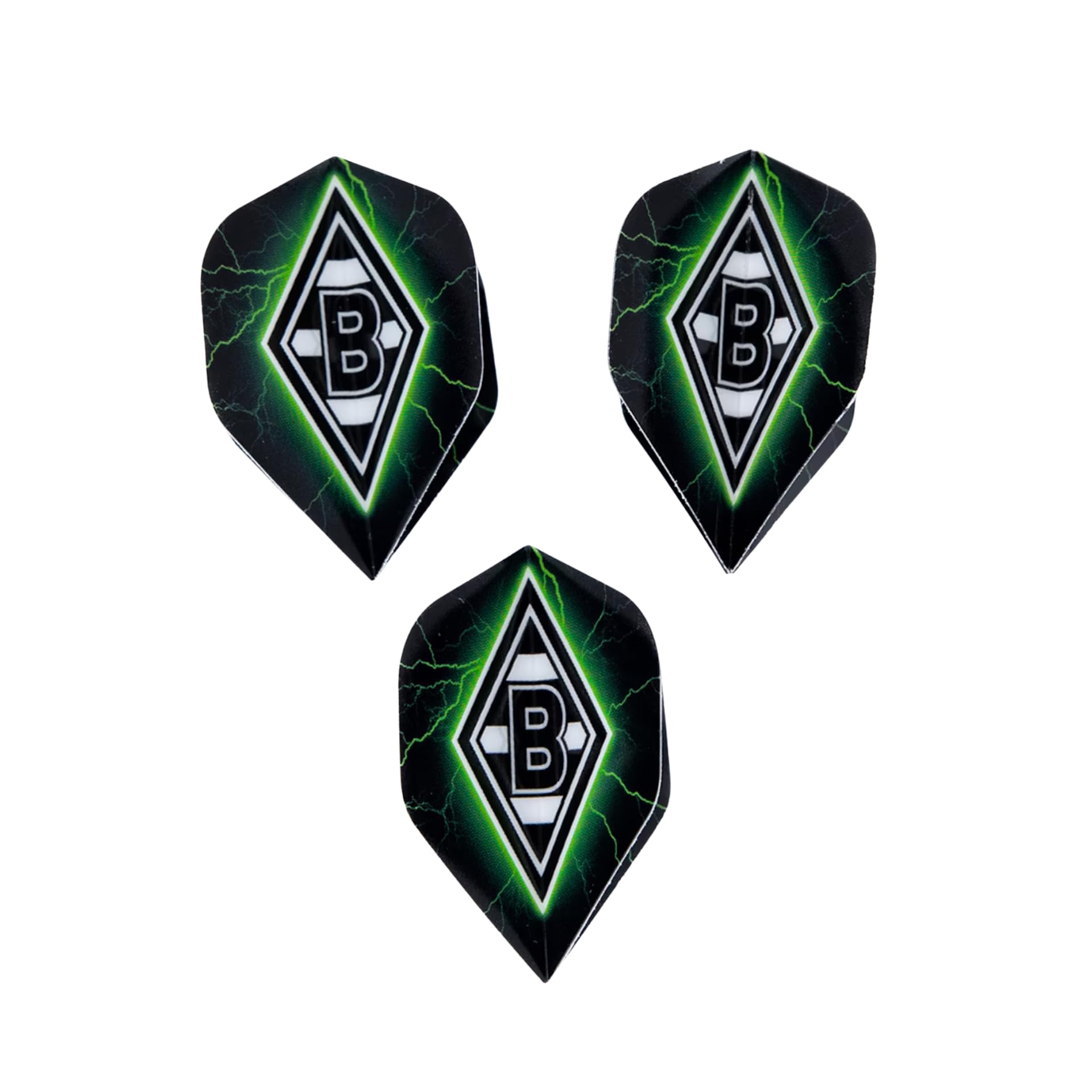 Borussia Mönchengladbach Dart Flights Set – 3er-Set im 100-Micron Standard-Shape | Offizieller Fanartikel Fohlenshop | Vereinslogo & Trikot-Design | Extra robuste Flights für stabile Flugbahn