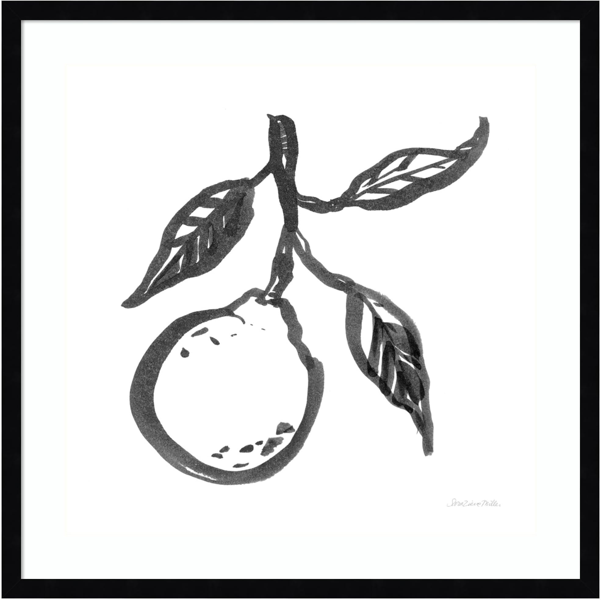 Amanti Art Framed Wall Art Print 25x25 Ink Orange II by Sara Zieve Miller, Cuisine Wall Art, Modern Contemporary Decor, Medium Poster Painting Artwork for Living Room, Bedroom, Bathroom, Kitchen,