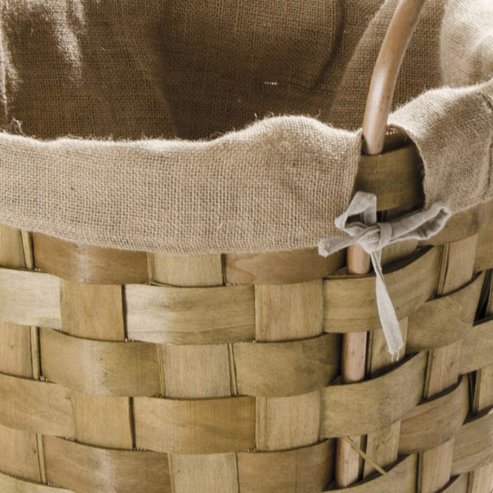 VERDELOOK | Cesta Portalegna Rotonda Intrecciata in Materiale Naturale e Interno in Juta, Diametro 45 cm, Altezza 41/55 cm, Cestino per Legna