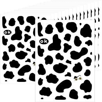 600Pcs Cow Print Stickers, Self-Adhesive Wall Decals Vinyl Print, Black Waterproof Animal Stickers for Cow Themed Bathroom, Nursery, Bedroom and Living Room Wall Decor