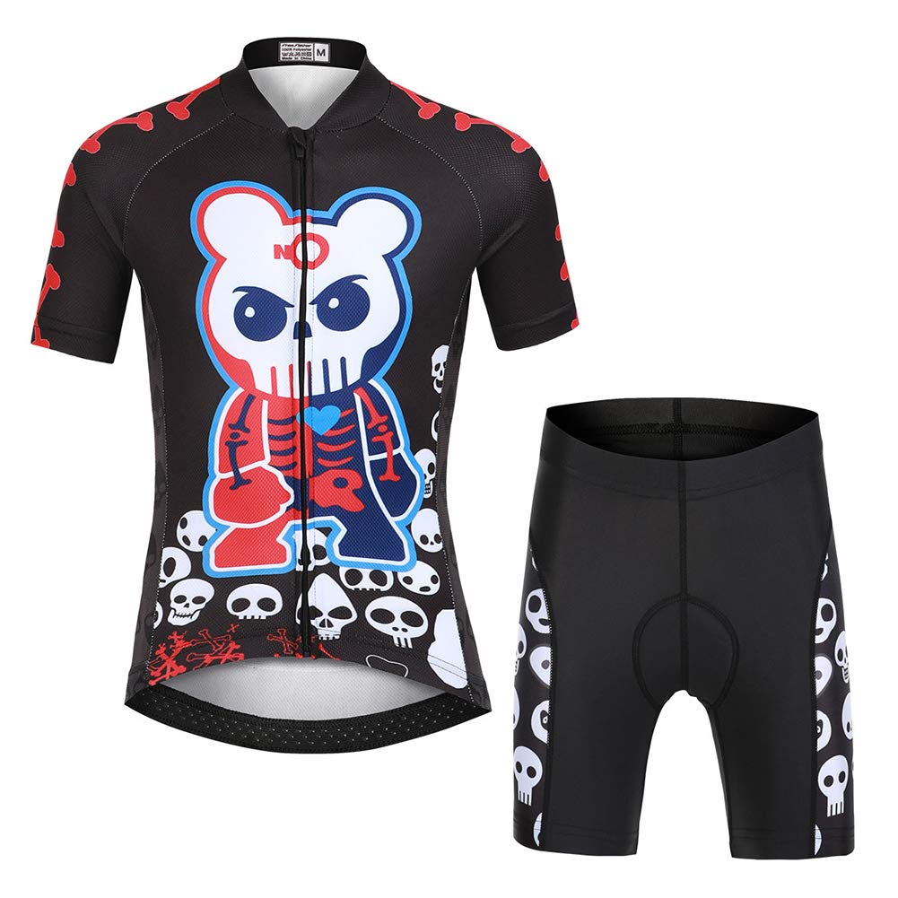 Camiseta de ciclismo para niño y niña con pantalones cortos de ciclismo de secado rápido