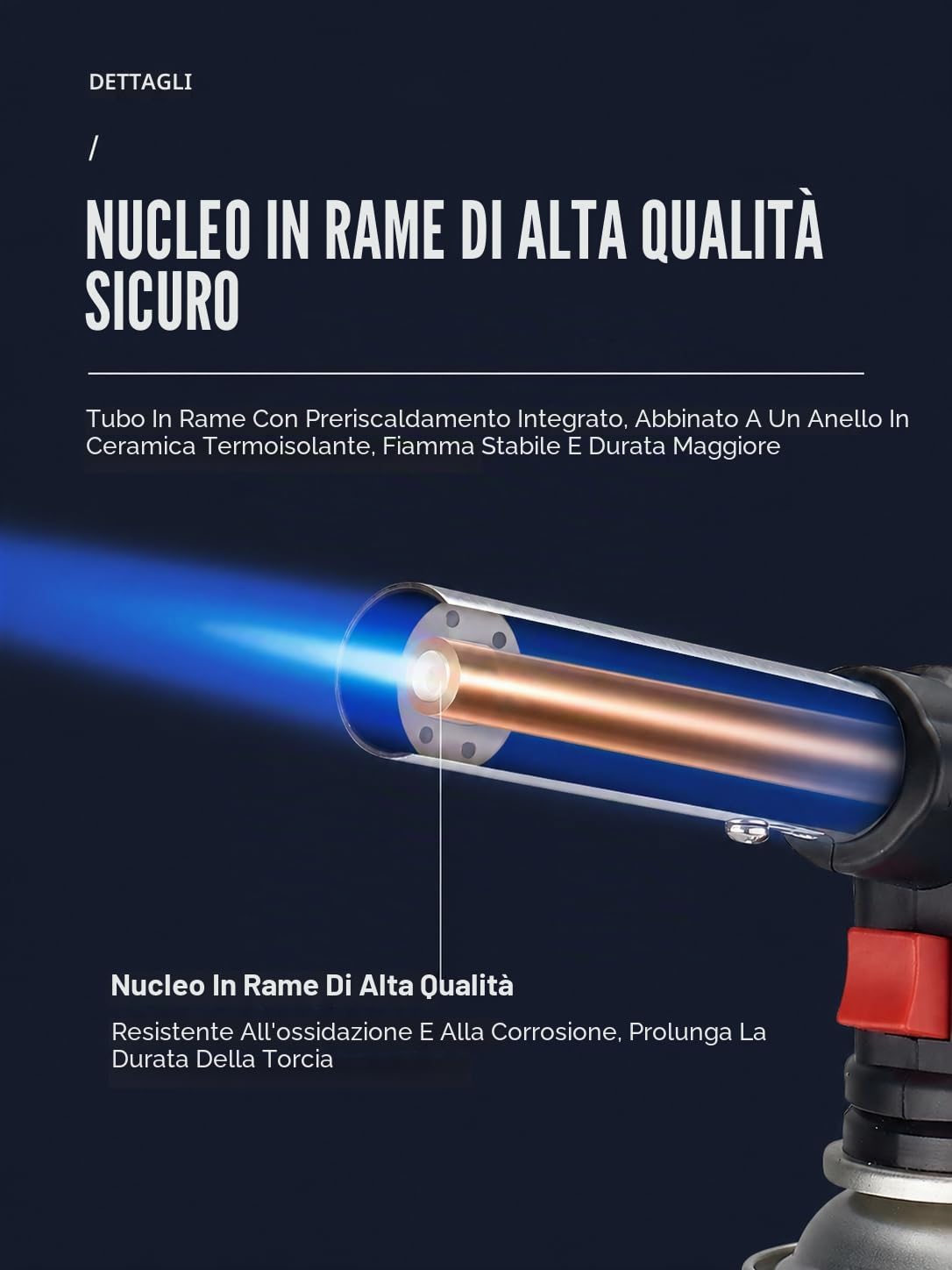 Bruciatore a Gas, Cannello per Saldatura Portatile, Fiamma Ossidrica da Cucina, Pistola Gas Professionale, Modalità di Accensione Elettronica, 1300 ℃