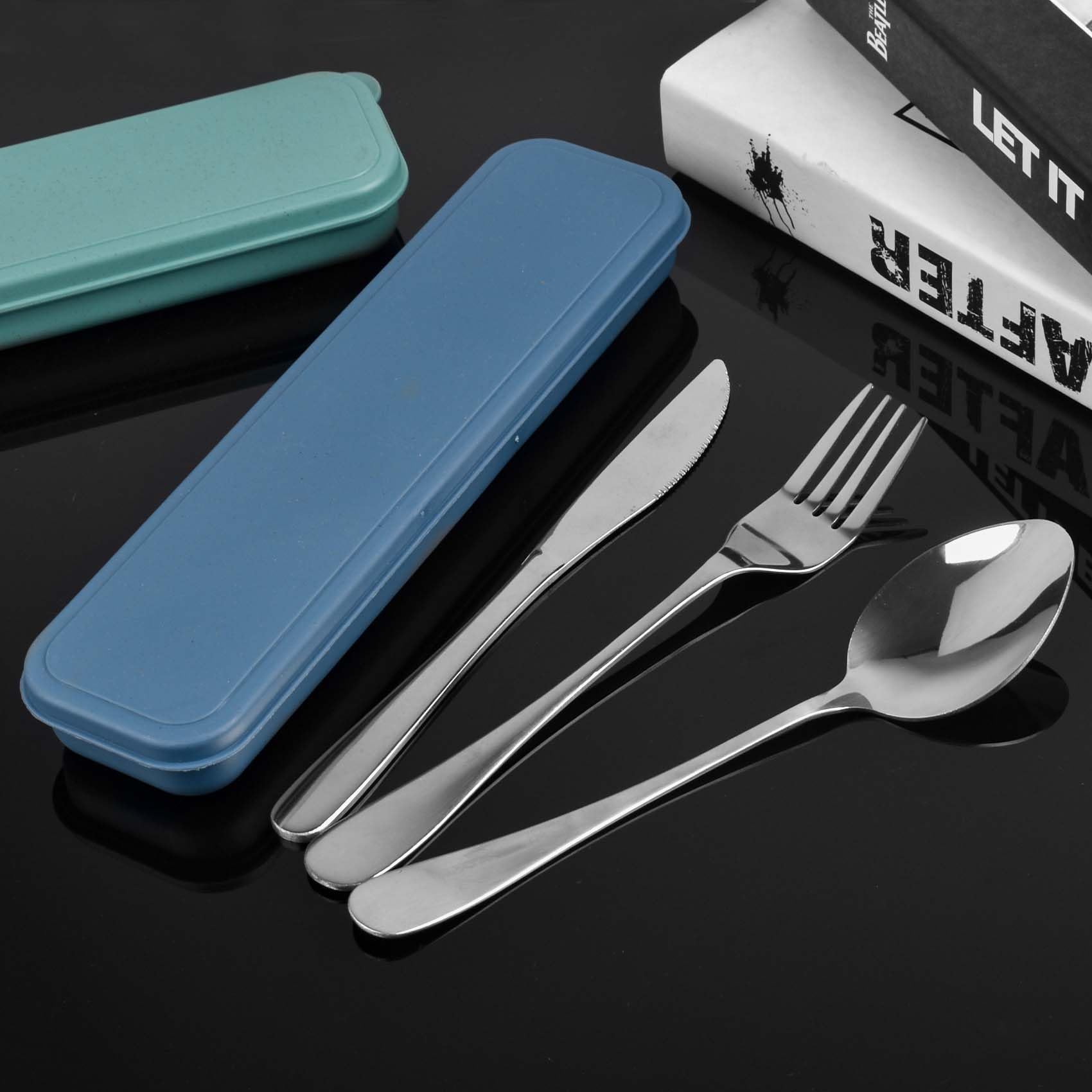 Set De Couverts De Voyage DIYJEP - 2 Couteaux, Fourchettes, Cuillères, Baguettes - Acier Inoxydable Avec étuis